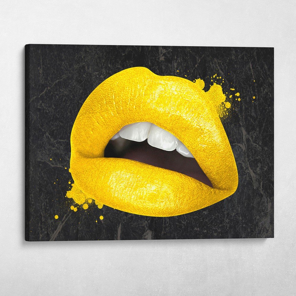 Gold Lips Fashion Modern Glam Wall Art